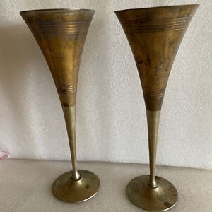 Vintage champagne or wine bronze glasses